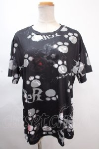 NieR Clothing / 肉球プリントTシャツ F 黒 Y-24-11-18-116-PU-TS-SZ-ZY