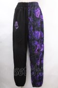 NieR Clothing / 転写プリントパンツ  黒×紫 Y-24-11-18-186-PU-PA-SZ-ZY