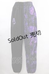 NieR Clothing / 転写プリントパンツ  黒×紫 Y-24-11-18-186-PU-PA-SZ-ZY