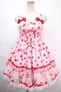 Angelic Pretty / Strawberry Parlourシャーリングジャンパースカート  ピンク Y-24-11-25-086-AP-OP-SZ-ZY