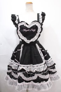 Angelic Pretty / Heart胸あて付スカート(無地)  黒 Y-24-11-25-096-AP-SK-SZ-ZY