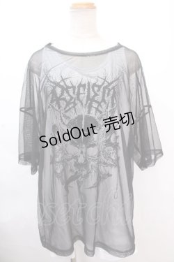 画像1: REFLEM / シアーメッシュ半袖Tシャツ+スカルプリントタンクトップ2Pセット F ブラック×ホワイト Y-24-11-30-041-PU-TS-SZ-ZY