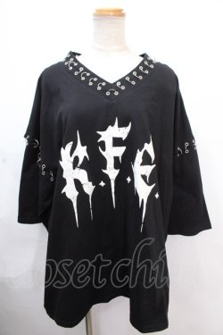 画像1: REFLEM / リングピアスVネックTシャツ F ブラック Y-24-11-30-043-PU-TS-SZ-ZS