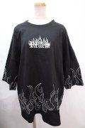 REFLEM / ファイヤーパターンTシャツ F ブラック×シルバーストーン Y-24-11-30-046-PU-TO-SZ-ZY