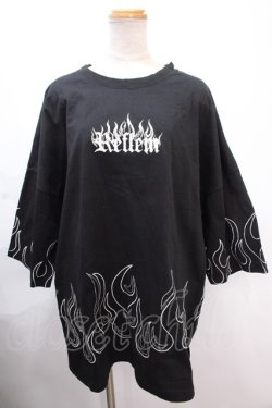 画像1: REFLEM / ファイヤーパターンTシャツ F ブラック×シルバーストーン Y-24-11-30-046-PU-TO-SZ-ZY