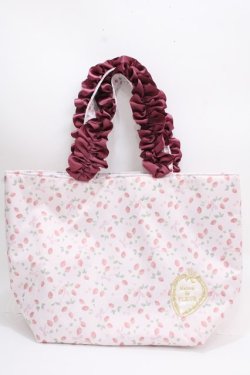 画像1: Maison de FLEUR / イチゴアップリケフリルハンドルトートバッグ F ピンク Y-24-11-30-017-LO-BG-SZ-ZY