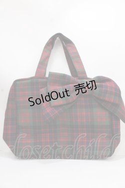 画像1: Jane Marple / Tartan checkリボンBag  レッド Y-24-11-30-019-JM-BG-SZ-ZY