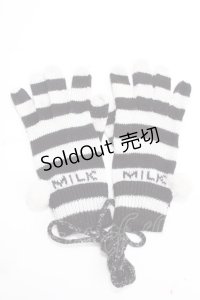 MILK / ボーダー手袋  黒×シルバー Y-24-12-05-025-ML-ZA-SZ-ZY