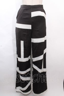 画像1: Melt the lady / large logo pants S ブラック×ホワイト Y-24-12-12-140-PU-PA-SZ-ZY