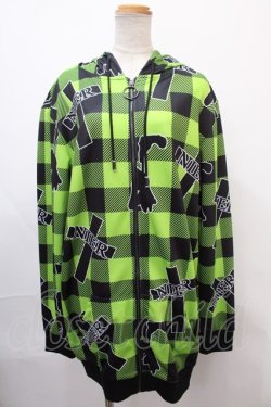 画像1: NieR Clothing / クロスpt CHECKERED パーカー F イエローグリーン Y-24-12-21-075-PU-TO-SZ-ZY