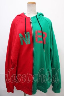 画像1: NieR Clothing / TWO-TONE ZIP PARKA  レッド×グリーン Y-24-12-21-085-PU-JA-SZ-ZY