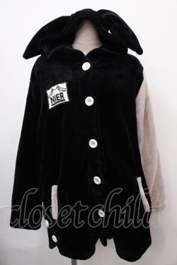 画像1: NieR Clothing / うさ耳付きふわふわ防寒RABBIT PARKA F 黒×グレー Y-24-12-21-086-PU-TO-SZ-ZY