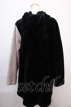 画像2: NieR Clothing / うさ耳付きふわふわ防寒RABBIT PARKA F 黒×グレー Y-24-12-21-086-PU-TO-SZ-ZY