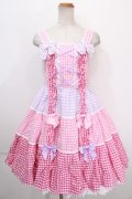 Angelic Pretty / ギンガム配色肩リボンジャンパースカート  ラベンダー Y-24-12-23-056-AP-OP-SZ-ZY