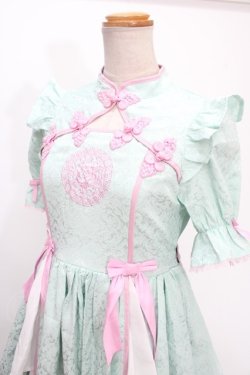 画像3: axes femme kawaii / 牡丹刺繍チャイナワンピース M ミント Y-24-12-25-058-AX-OP-SZ-ZY