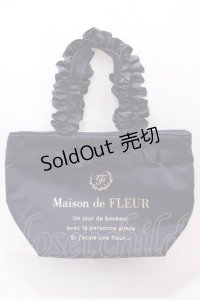 Maison de FLEUR / ブランドロゴフリルハンドルトートMバッグ  紺 Y-24-12-25-017-LO-BG-AS-ZI