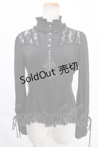 Rozen Kavalier / レース切替ハイネックプルカットソー  黒 Y-24-12-29-017-OO-TO-SZ-ZY