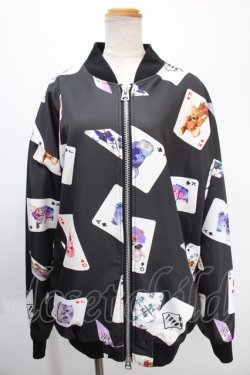 画像1: TRAVAS TOKYO / Patterned All Over Zip Blouson/総柄ポンチブルゾン F ブラック×ホワイト Y-25-01-10-102-PU-JA-SZ-ZY