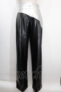 画像2: Melt the lady / mirror line pants M ブラック×シルバー Y-25-01-10-202-PU-PA-SZ-ZY