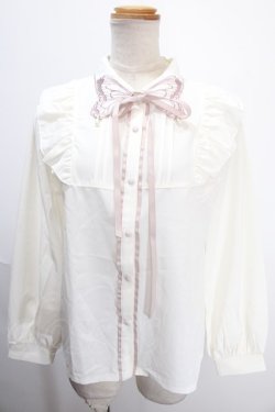 画像1: axes femme POETIQUE / バタフライ刺繍襟ブラウス M 生成り Y-25-01-13-005-AX-BL-SZ-ZY