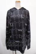 NieR Clothing / 全面プリントロングパーカー  黒 Y-25-01-16-051-PU-TO-SZ-ZY