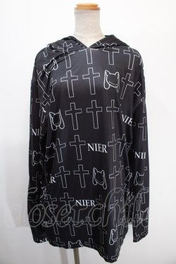 画像1: NieR Clothing / 全面プリントロングパーカー  黒 Y-25-01-16-051-PU-TO-SZ-ZY