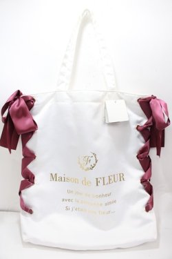 画像1: Maison de FLEUR / ラフォーレ原宿限定レースアップトートバッグ F ホワイト Y-25-01-16-008-LO-BG-SZ-ZY