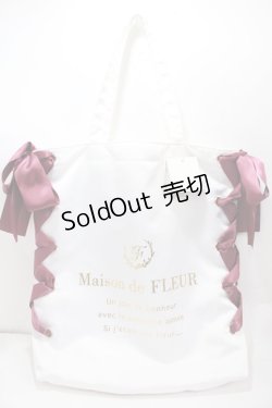 画像1: Maison de FLEUR / ラフォーレ原宿限定レースアップトートバッグ F ホワイト Y-25-01-16-008-LO-BG-SZ-ZY