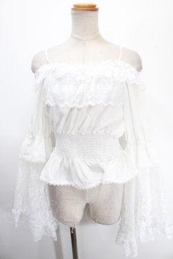 画像1: MAJOH / PRINCESS LACE SLEEVE トップス  ホワイト Y-25-01-16-021-GO-TO-SZ-ZY