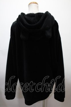 画像2: KRY CLOTHING / 「歪み」クマ耳ライトボアBIGパーカー ワンサイズ ブラック×パープル Y-25-02-13-125-EL-JA-SZ-ZT095