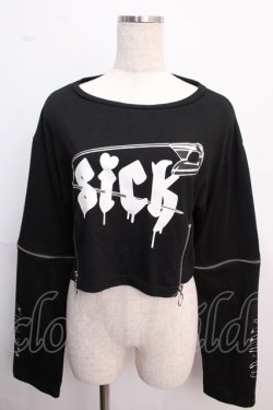 画像1: LISTEN FLAVOR / SICK 安ピンリングジップ付ショートトップス  ブラック Y-25-02-21-127-PU-TO-SZ-ZY