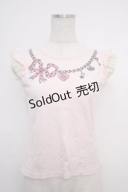 画像1: Emily Temple cute / ネックレスプリントTシャツ  ピンク Y-25-02-27-068-ET-TO-SZ-ZY