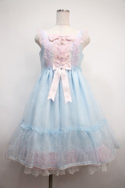 画像1: Angelic Pretty / Lovelyオーガンジージャンパースカート  サックス×ピンク Y-25-02-27-087-AP-OP-SZ-ZY