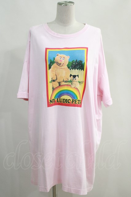 Candy Stripper / MY LUDIC PETS BIG BIG Tシャツ ピンク H-24-05-03-1039-PU-TO-KB-ZH