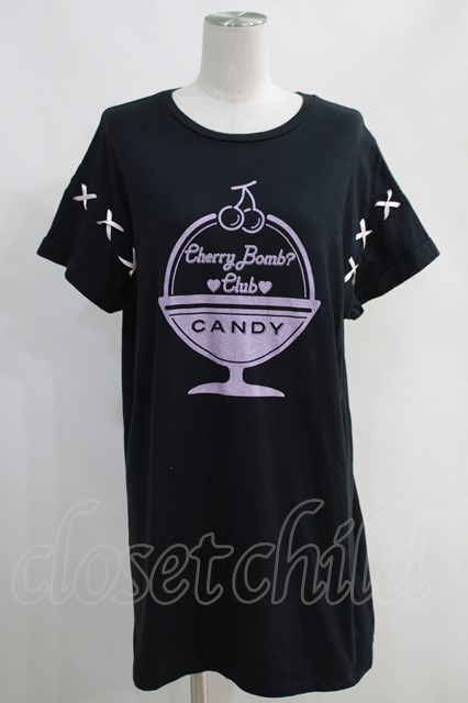 Candy Stripper / CHERRY BOMB CLUB ONE-PIECE 黒 H-24-05-03-1060-PU-OP-KB-ZH