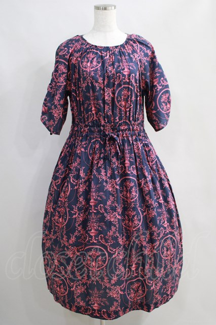 Jane Marple Dans Le Saｌon / Marie Antoinette drawstring sleeve dress Free ネイビー H-24-07-03-002-JM-OP-KB-ZH