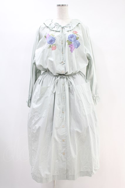 Jane Marple Dans Le Saｌon / Jardin Des Fleurs Embroideryドレス ミント H-24-07-08-1017-JM-OP-KB-ZH