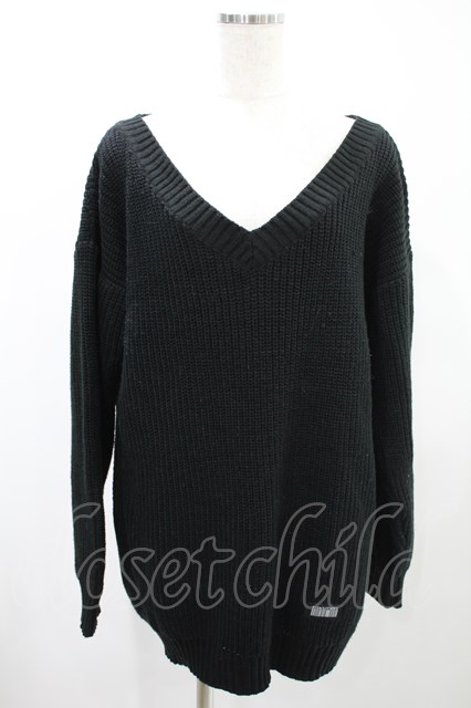 NieR Clothing / Vネックニット 黒 H-24-08-02-026-PU-TO-KB-ZT333