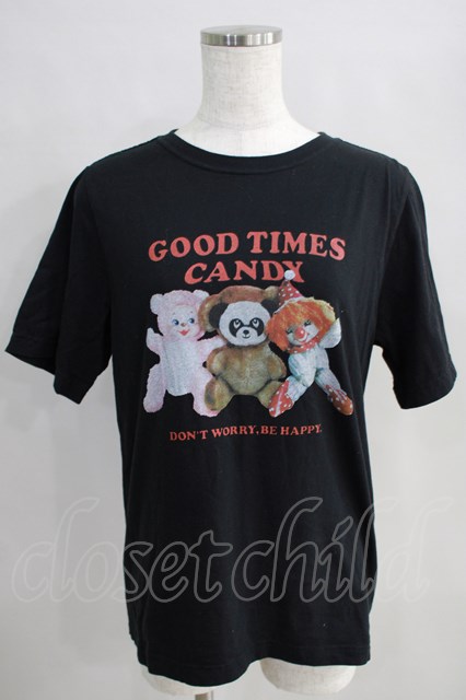 Candy Stripper / GOOD TIMES CANDY Tシャツ 黒 H-24-08-11-029-PU-TO-KB-ZT1002H