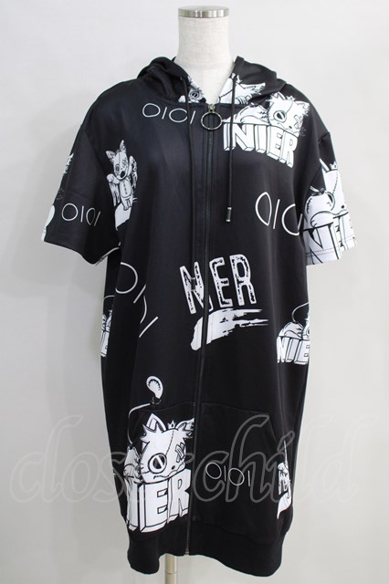 NieR Clothing / 半袖ZIPパーカー 黒 H-24-08-21-1022-PU-TO-KB-ZH