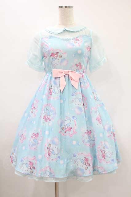 Angelic Pretty / Disney Crystal Dream Mermaid アリエル＆フランダーワンピース M サックス H-24-08-28-034-AP-OP-NS-ZH