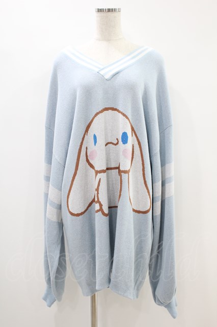 TRAVAS TOKYO / Cinnamoroll×COGIMYUN×FORTYTWOコラボ ラインニット サックス H-24-09-10-1049-PU-TO-KB-ZH