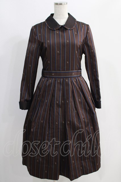 Jane Marple / Regimental stripeのコレットドレス ブラウン H-24-09-13-050-JM-OP-KB-ZH