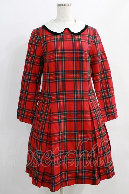 Jane Marple / tartan check lycee onepiece 赤 H-24-09-23-013-JM-OP-KB-ZH