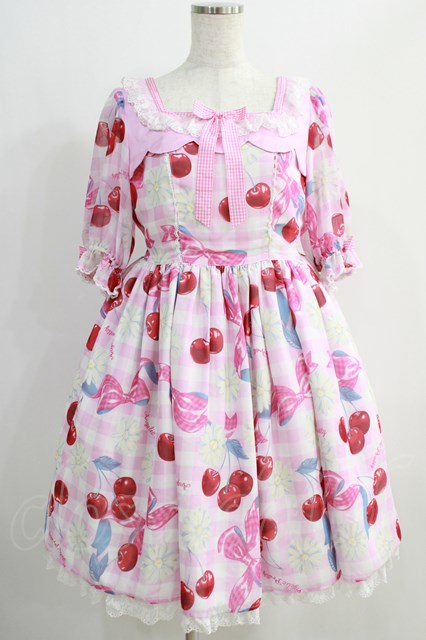 Angelic Pretty / Sweet Cherry Margaretワンピース Free ピンク H-24-09-26-016-AP-OP-NS-ZH