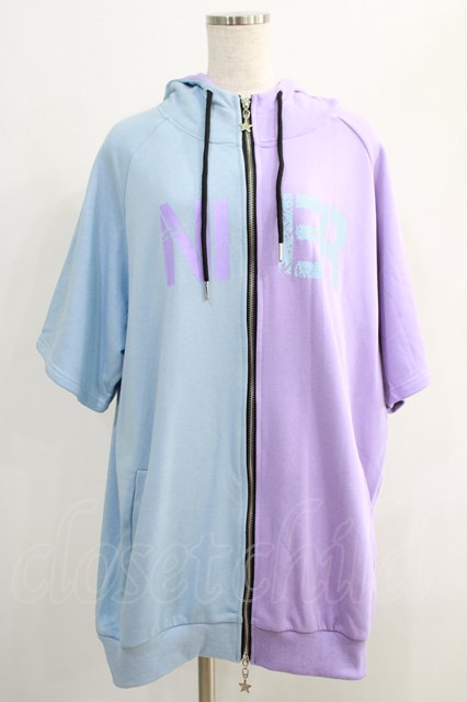 NieR Clothing / TWO-TONE ZIP PARKA サックス×ラベンダー半袖 H-24-09-27-039-PU-TO-KB-ZH