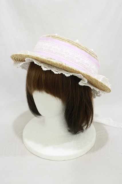 Angelic Pretty / Lacy GardenストローHat ナチュラル/ピンク H-24-09-30-009-AP-AC-NS-ZH