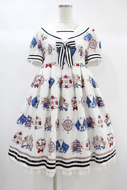 Angelic Pretty / Vintage Marineワンピース Free シロ H-24-10-04-028-AP-OP-NS-ZH