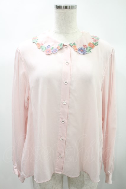 Jane Marple / Flower embroidery collar blouse ピンク H-24-10-12-1031-JM-BL-KB-ZH