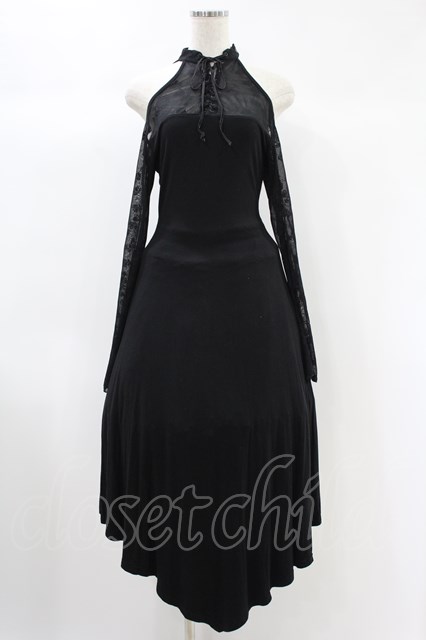 PUNK RAVE / Gothic Off The Shoulder Dark Lace Dress 黒 H-24-10-19-006-PU-OP-KB-ZH